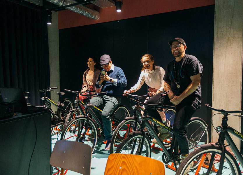 Group test out bikes for hire at The Student Hotel Rotterdam